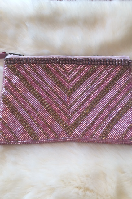 Designer Handmade Clutch - Pink/Brown