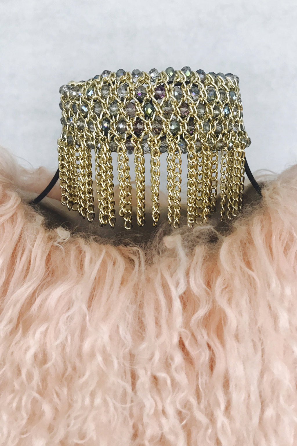 Aurora Borealis Fringe Choker Necklace