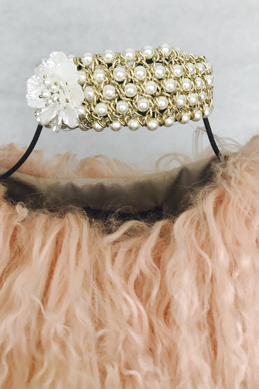 Aurora Borealis Glass Pearl Flower Choker Necklace