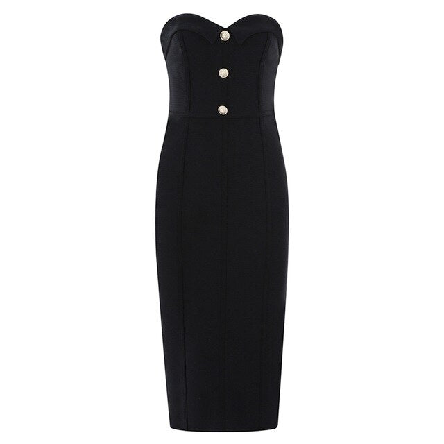 SELENA Black Strapless Dress
