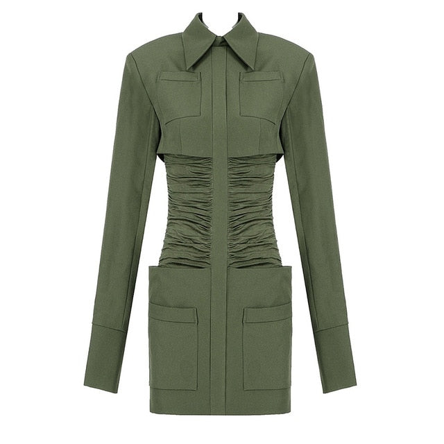 VALERIE Army Green Dress