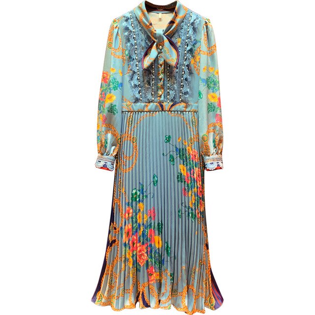 RAQUEL Vintage Pleated Long Dress